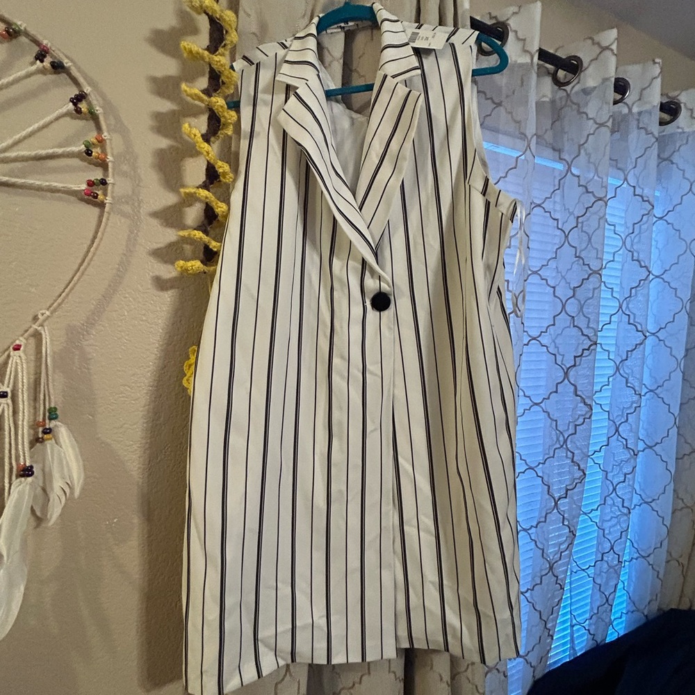 Fashion Nova Black and White Striped Mini Dress